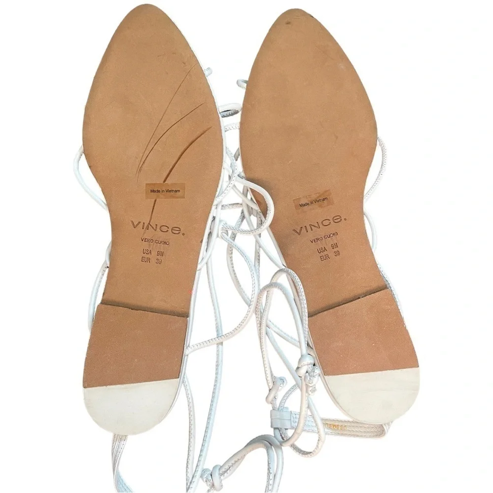 Vince Kenna Knotted Leather Gladiator Sandal 9 White‎ Leather